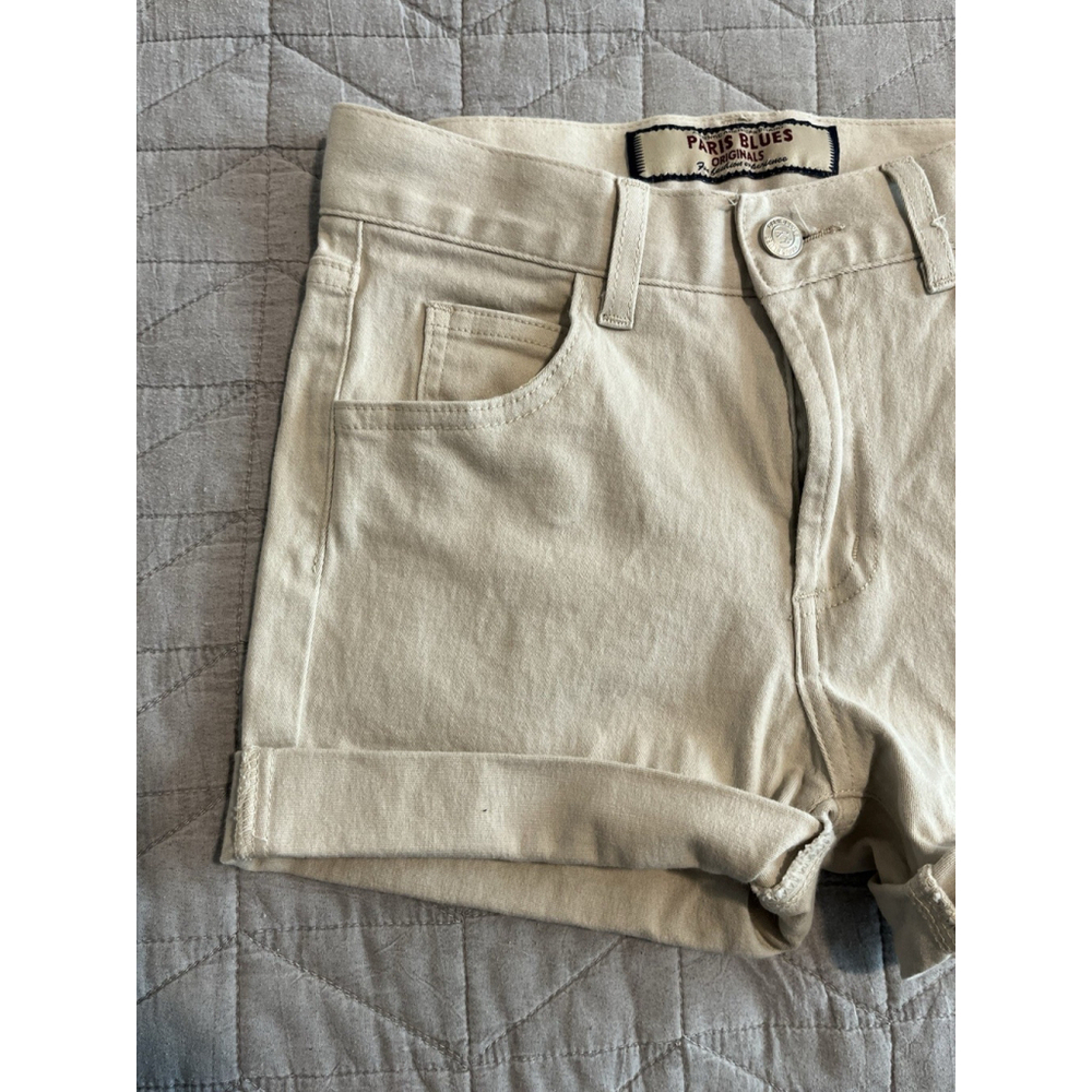 Paris Blues Beige Denim Shorts Womens Juniors Size 1 - Picture 2 of 6